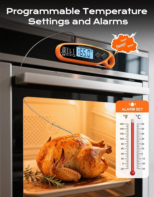 Digital Meat Thermometer for Cooking with Dual Probe, Large Backlit & Calibration, Kitchen Food Thermometer for Candy, Oven, Grill, BBQ, Smoker, Oil Fry Instant Read Thermometers Gift for Dad