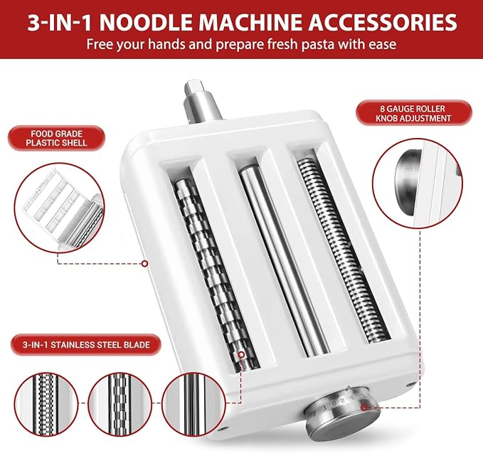 ZACME 3 in 1 Pasta Maker Attachment for ZACME Stand Mixers
