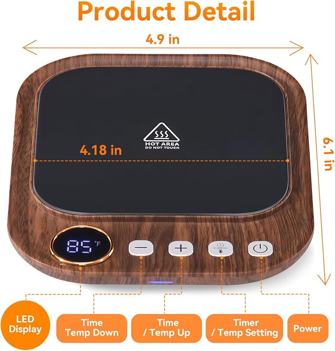 Sourdough Starter Warmer Mat, Sourdough Heating Mat for Jars up to 40 oz with Temp Memory Function & Precise 1°F Thermostat Control, Sourdough Warming Mat for Home Baking (Wood Grain, Regular)