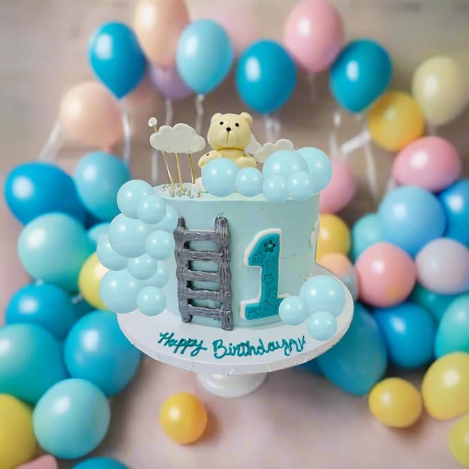Gyufise 30Pcs Balls Cake Topper DIY Cake Insert Toppers Ball Cake Picks Cupcake Topper for Birthday Party Baby Shower Wedding Cake Decoration Blue