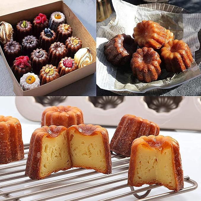 12-Cavity Professional Bakeware Set: Non-Stick Madeline Pans, Canele Molds & Donut Pan for Baking - Multi-Use French Madeleine Pan, Cannoli Forms, Cheesecake Molds & Chocoflan Tins