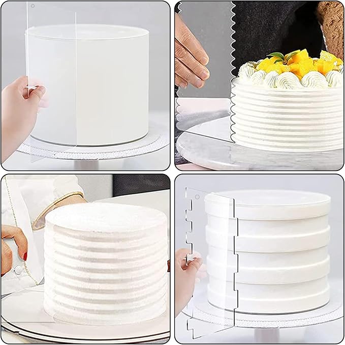 6 Pcs Acrylic Cake Scraper, 9.4 In Clear Cake Smoother Professional A Set DIY Cake Icing Frosting Buttercream Cream Decorating Comb for Pastry Cutter, Easy Cake Decor