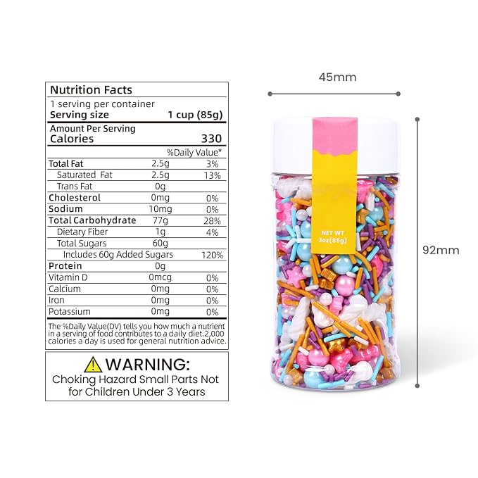 Pink and Purple Sprinkles,Cupcake Sprinkles, Cupcake and Cake Topper Edible Unicorn Cake Decorations, Dessert Decoration, 85g Unicorn Sprinkle Mix