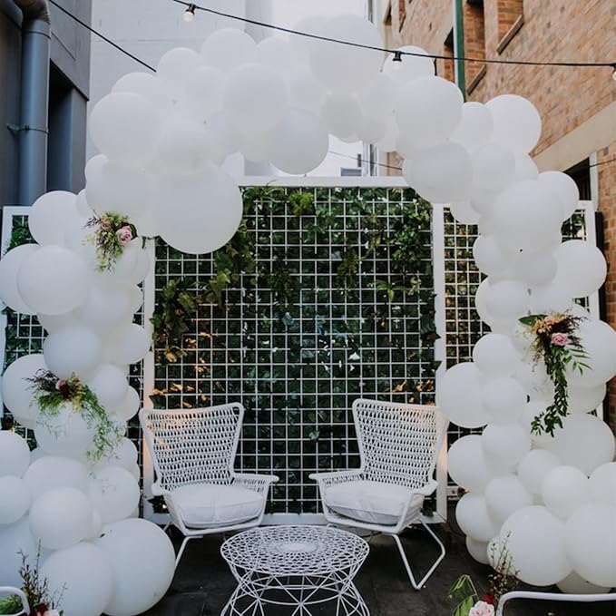 Voircoloria 130pcs White Balloons Different Sizes 18" 12" 10" 5" Party Latex Balloons for Birthday Baby Shower Graduation Wedding Anniversary Party Decorations