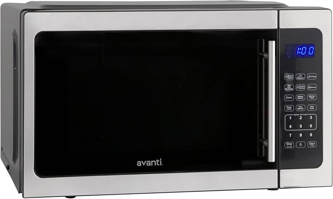 Avanti 1.5 Cu. Ft. Countertop Microwave Oven, 1000 Watts, Stainless Steel, One-Touch Presets, Speed Defrost, Child Lock, Ideal for Apartments, Dorms & RVs, 1.5 cu.ft., Stainless Steel