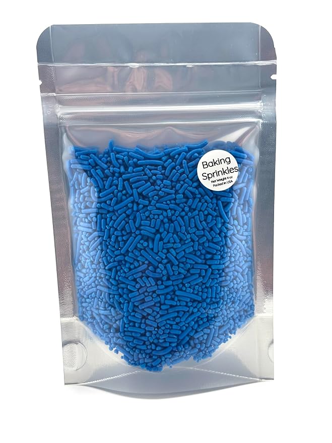Blue Sprinkles 4oz pack for Baking Cakes, Cupcakes, Cookie Decorations, Ice Cream and Donut Toppings Edible Decorating Baking Supplies (Blue)