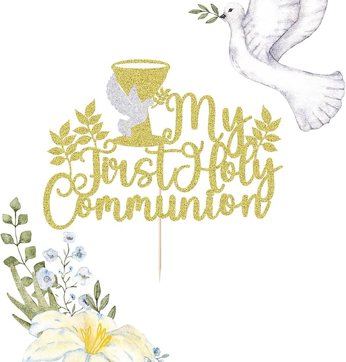 My First Holy Communion Cake Topper-Suitable for Ramadan, Baptism, Religious Baptism,Baby Shower 1st Birthday, God Bless, Communion Party, Wedding Party Decorations supplies
