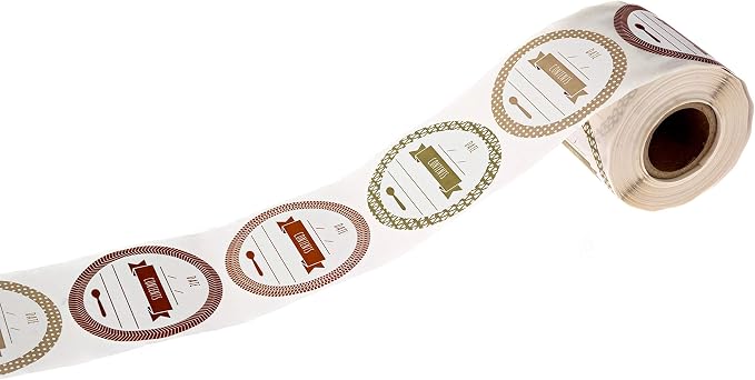 Write On Canning Labels / 250 Jar Lid Labels / 4 Earth Tone Patterned Food Preservation Labeling Designs / 2" Fill in Round Can Top Stickers/Made in The USA