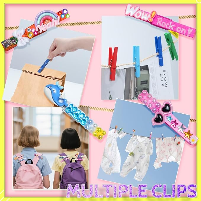 Cheer Pins for Cheerleaders, 80 Pcs Team Spirit Clips Making Kit, Wooden | 250+ Pcs Mini Resin Charms, Bows, Beads, Stickers, Fade-resistant, Ideal for Team Activities, Backpack Deco, Gift Giving