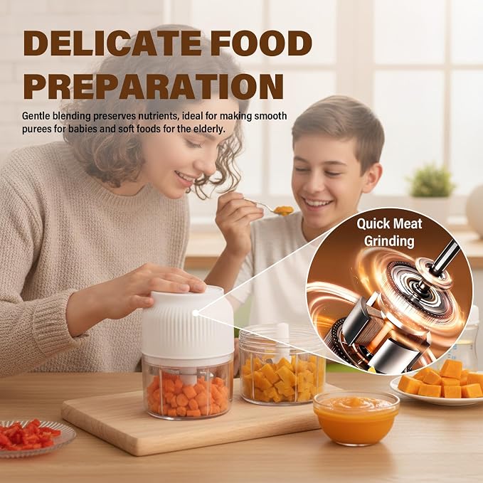 Household Electric Garlic Crusher, 2026 New 350ml Cordless Mini Food Chopper with 6 Stainless Steel Blades, Portable Garlic Mincer for Onion Ginger Spices Fruit Salad