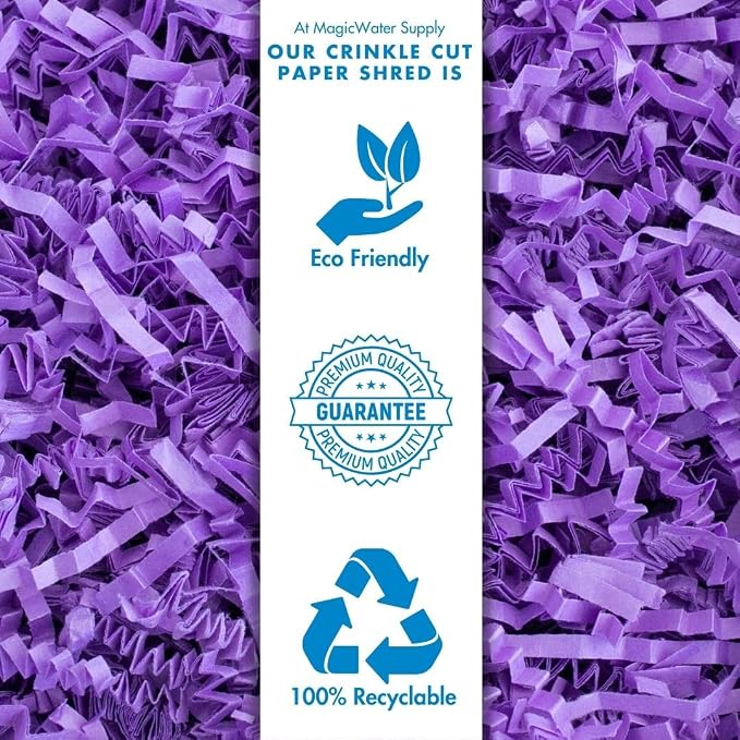 MagicWater Crinkle Cut Paper for Gift Baskets - 2LB - Purple - Perfect for Shredded Paper Filler, Basket Filler, Gift Boxes, Bridesmaid Gifts, Christmas Stuffers & More – Ideal for All Occasions