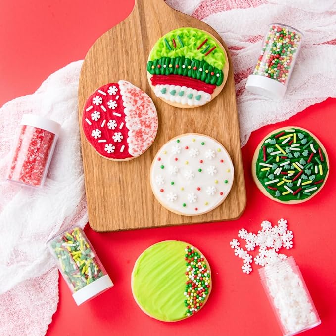 Sweets Indeed Sprinkles, 4 Pack, Edible Sprinkle Mix, Perfect for Cake Decorations, Baking, Ice Cream, Cookies, Cupcake Topper (Dye Free Holiday)