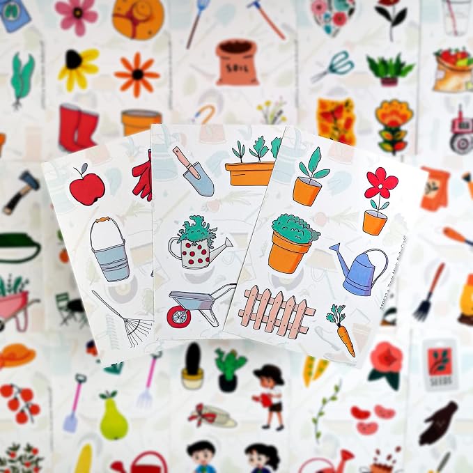 BulbaCraft 100Pcs Garden Stickers, Gardening Stickers for Scrapbooking, Garden Party Supplies, Planting Gardening Gifts for Girls, Gifts for Women & Men