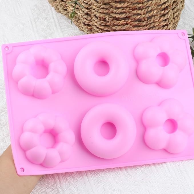 6 Cavity Donut Flower Silicone Chocolate Molds Set Of 2 | For Candy Chocolate Cake Decoration