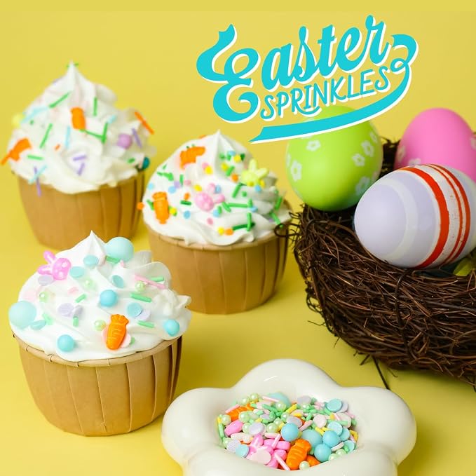 Blue Easter Sprinkles for Cake Decorations, 3.52oz Carrot Sprinkles Edible for Cupcakes Topper for Cupcakes Topper Baking Cookies Easter Spring Party Supplies