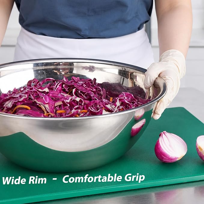 CURTA 6 Piece Stainless Steel Mixing Bowls Set, Heavy-Duty Nesting Metal Bowls (0.6–10 QT) with Flat Base, Large Prep Bowls for Baking, Cooking, Salad Tossing & Meal Prep