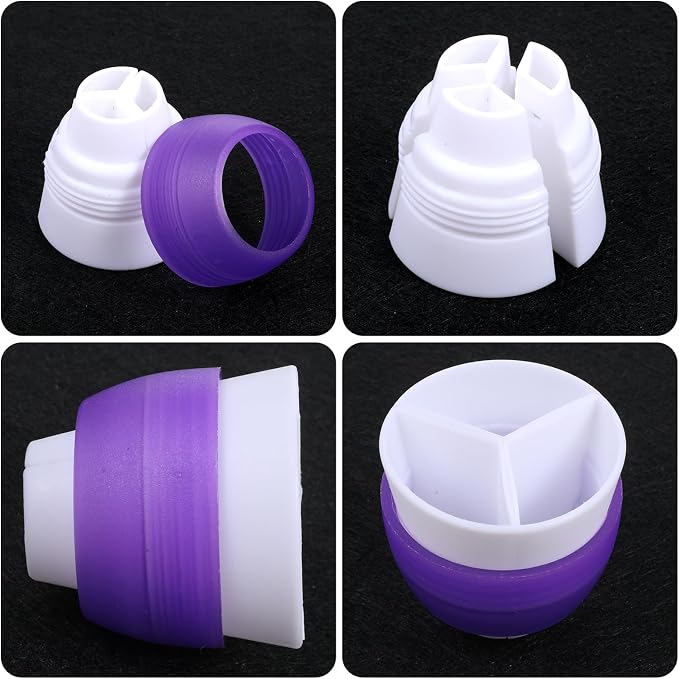 2 Pack Plastic Standard Couplers Cake Decorating Pipe Tip, Piping Bag Couplers Adapter Swirl Twist for Icing Frosting Tips Russian Flower Mouth Nozzles, Baking Supplies, Cupcake Decorating Kit