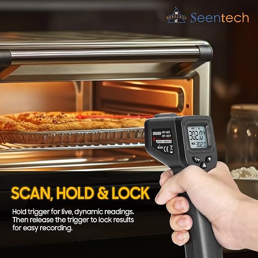 Seentech DT8380BH Industrial Infrared Thermometer - Non-Contact Temperature Tester for Kitchen & Industrial Use, -50°C to 380°C Range, High Precision with Laser Targeting (DT8550DH)