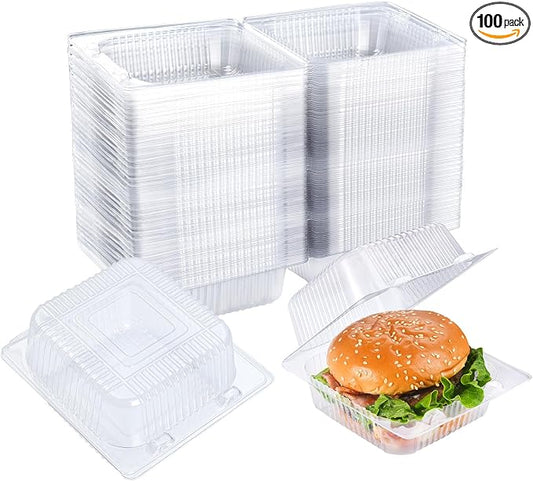Evnlo 200 Count Clear Plastic Containers with Lids for Food, Thickened Disposable Sandwich Containers Clamshell Boxes for Cake Slice, Dessert, Hamburger, Salad, Pastry, Fruits, Takeout Tray
