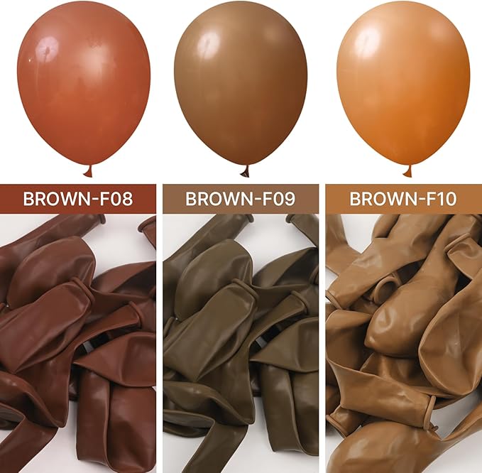 PartyWoo Dark Brown Balloons 100pcs Different Sizes of 36 18 12 10 5 Inch Boho Neutral Coffee Tan Balloon Arch Kit Garland for Birthday Boy Baby Shower Jungle Safari Fall Party Decorations Brown-F08
