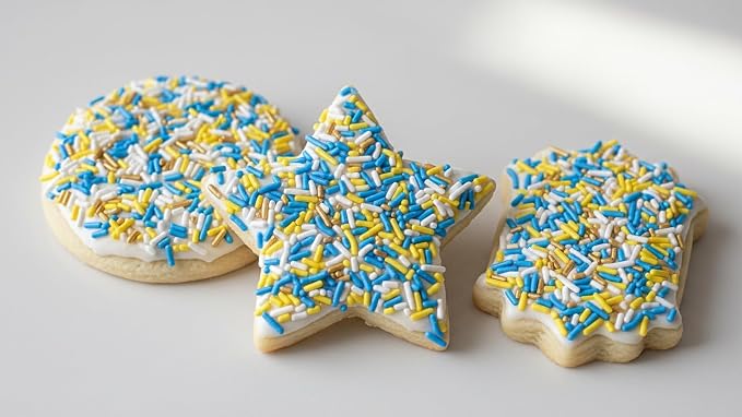 NCS Los Angeles Game Day Gold, Yellow, Blue & White Jimmies Edible Sprinkles – Cupcake, Cake & Cookie Decorations, 7 oz