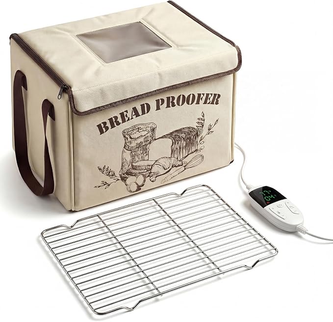 Extra Large Bread Proofer & Dough Proofing Box, Folding Sourdough Proofer with 3-Sided Heating, 50-130°F Temp Control, 24H Timer for Bread, Pizza Dough, Yogurt & Seed Starting