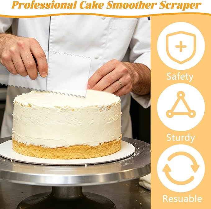 LNAUJS 6-Piece Clear Acrylic Cake Scraper Set – Icing Smoother & Edge Comb for Buttercream Frosting, Cake Decorating Supplies, Mousse, and DIY Baking Tools