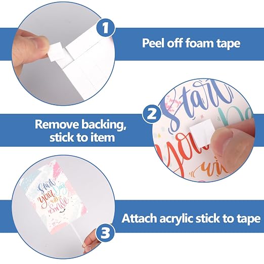 80 Pcs Clear Cake Topper Sticks Flat 7.87 Inch 1320 Pcs Foam Tape Craft Double Sided Precut with Organizer Cupcake Topper Sticks Acrylic 2 Size Foam Square Stickers for Crafts DIY Decoration