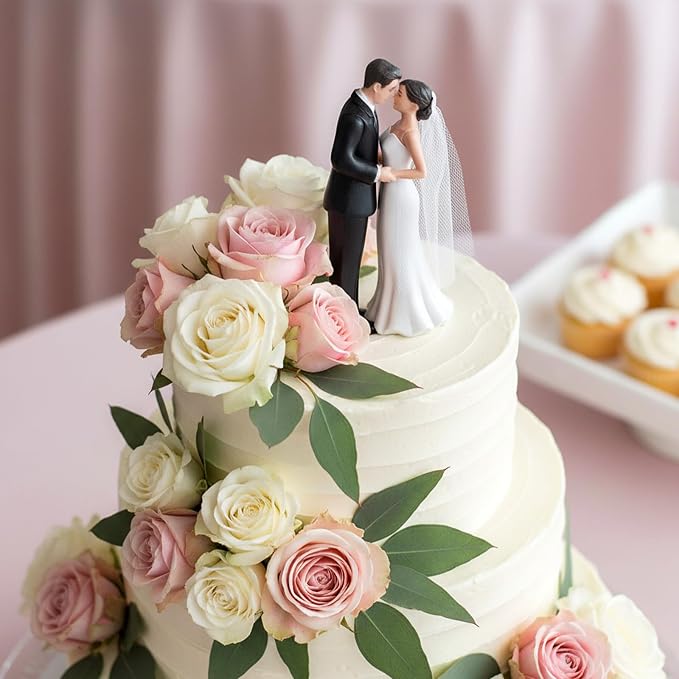 Wedding Cake Topper, 4.3" Bride and Groom Figurine, Vintage Cake Toppers Novios Para Pastel Elegant Couple Figurine for Anniversary Romantic Wedding Decoration