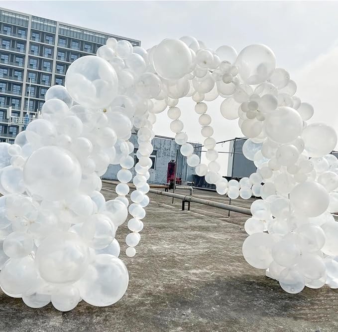 412pcs Clear Balloon Garland Arch Kit 18 12 10 5 Inch Different Sizes Matte Latex Crystal Transparent Balloons for Baby Shower Birthday Wedding Graduation Anniversary Party Decoration