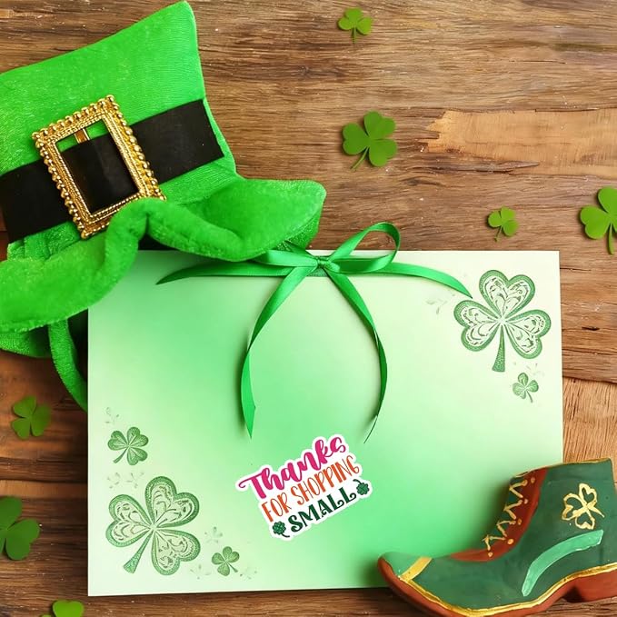 210 PCS St. Patrick's Day Business Packaging Stickers,Thanks for Shopping Small Sticker for Envelopes Shipping Boxes Product Packaging