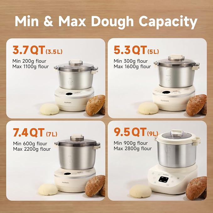 Joydeem Electric Dough Maker with Ferment Function, 5.3Qt Dough Mixer Machine, Perfect for Bread Pizza Roti Dumpling Dough & Sourdough, HMJ-A501