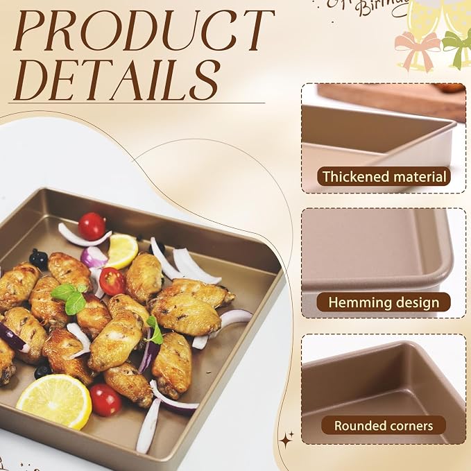 11 Inch Square Cake Pan, Deep Baking Pan Nonstick Cookie Sheet Brownie Cake Pa Toaster Oven Pans Bakeware, Easy Clean & Food Safe - Send Goods From Local Warehouse