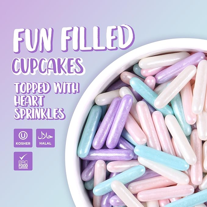 Sprinkles for Cake Decorating 4.2 Ounce Edible Sugar Rods Sprinkles for Cookie Decorating, Cupcake Topper, Ice Cream, Candy, Chocolate, Parties (Pink, Blue, Purple)