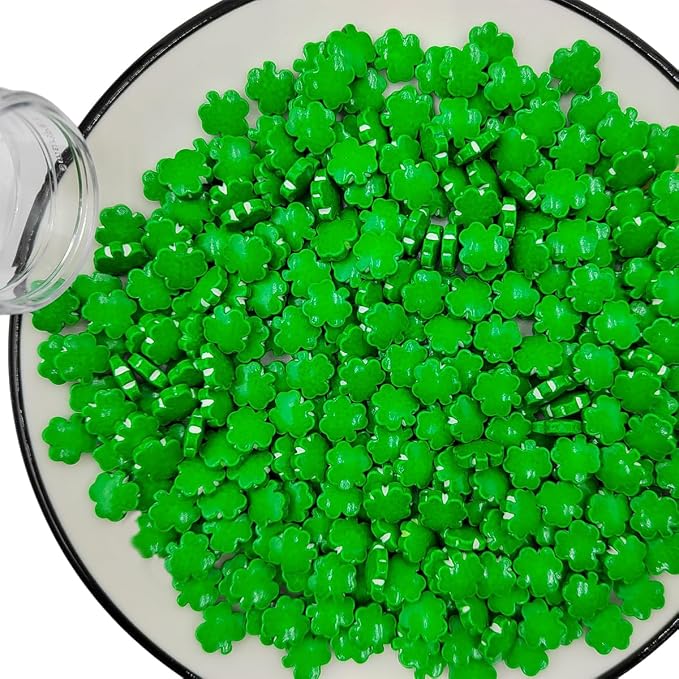St. Patricks Day Sprinkles, Green Shamrock Sprinkles for Baking, Edible Clover Cupcake Toppers Candy Shaped for Cake Decorating, Cookies, Ice Cream Toppings, 3.53oz