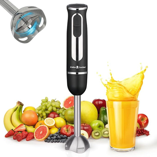 Liebe&Lecker Immersion Hand Blender 300W Handheld Electric Stick Blender | 2 Speed Stainless Steel Handheld Blender, Small Soup Blender Smoothie Maker, Zero BPA Food Processor Kitchen Appliances