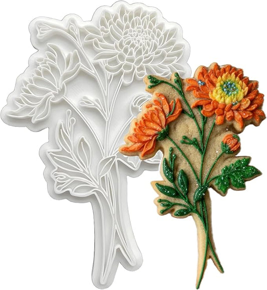 Mother Cookie Cutter Birth Month November Baking Fondant Molds with Plunger Stamps Cake Decor PLA Cutter Molds Gifts for Kids Party 3.5 inch Kitchen Supplies