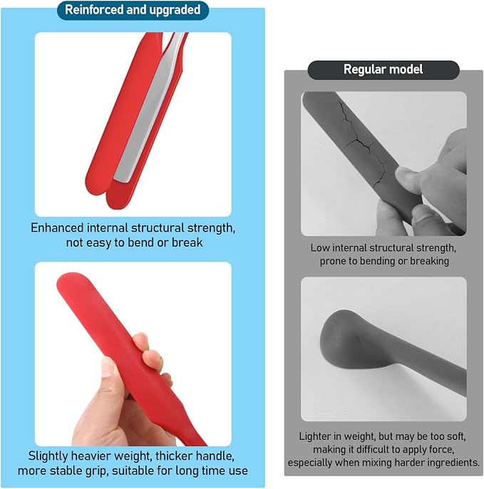 4-Piece Heavy-Duty Silicone Spatula Set - silicone jar spatula extra long (11"), Heat Resistant Up to 600°F - Multi-Purpose for Cake Decorating, Resin Art, Waxing Kit Accessories (4 Colors)