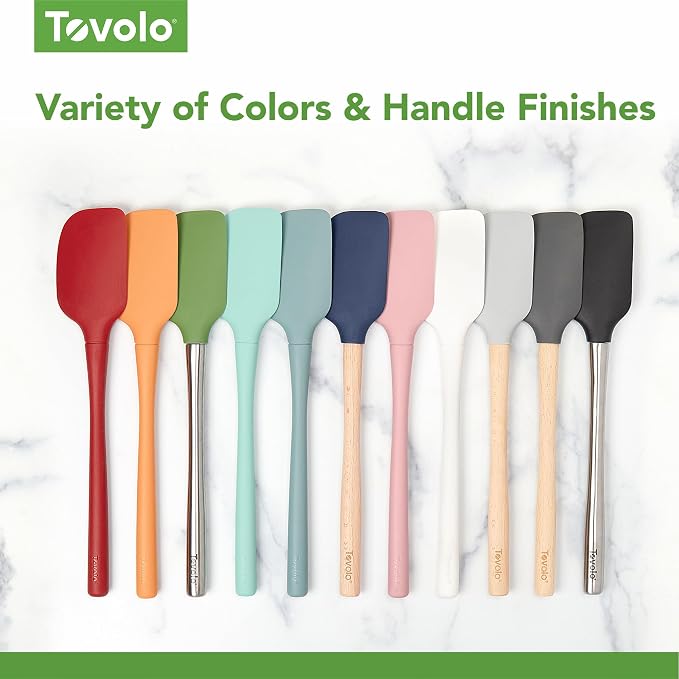 Tovolo Flex Core 5 Piece Silicone Spatula Set Heat Resistant All Silicone Utensils Include Non Stick Spatula Spoonula Jar Scraper, Dishwasher Safe BPA Free Spatulas for Baking Mixing, Pink Sorbet