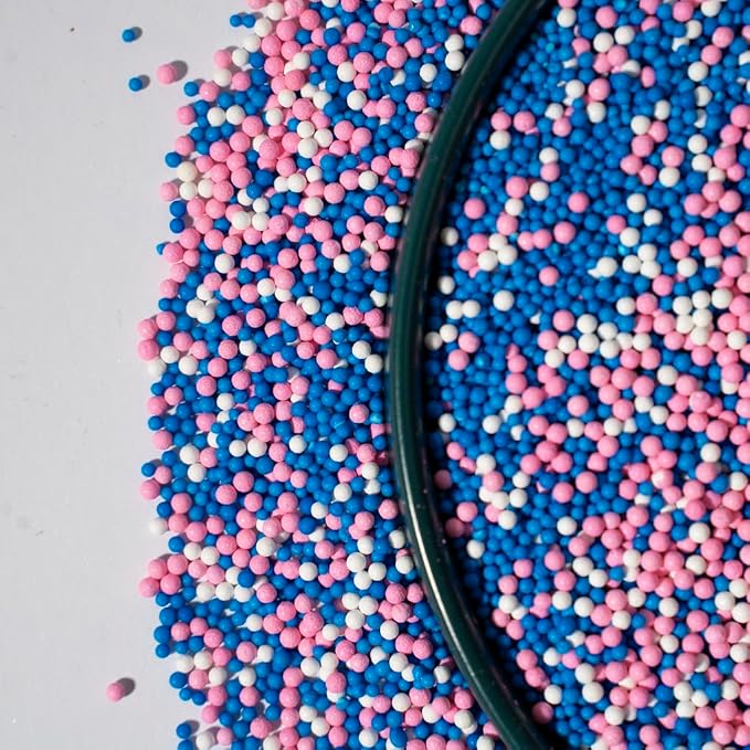 Nonpareils Edible Pearl Sprinkles for Cake Decorations, Baking, Ice Cream, Cookies, Cupcake Topper 2mm White Sugar Pearls for Cake Decorating (130g/4.6oz)1 Bottle (2mm pink blue purple)