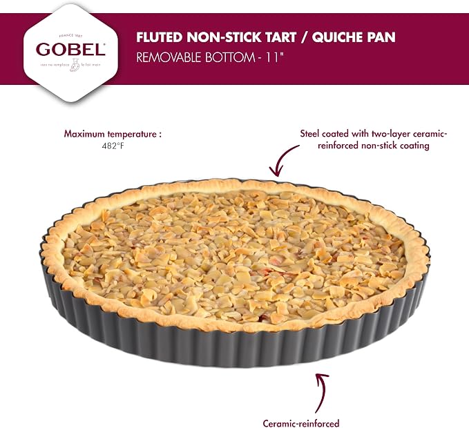 Gobel - Non-Stick Round Fluted Tart Mold/Quiche Pan with Removable Bottom - 11"