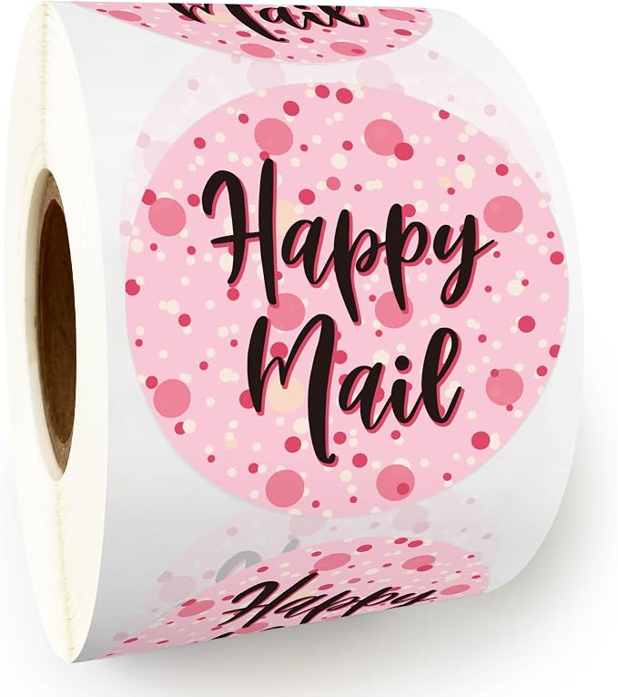 500 Happy Mail Stickers Small Business, Envelopes Stickers, Handmade Boutique Packaging Stickers