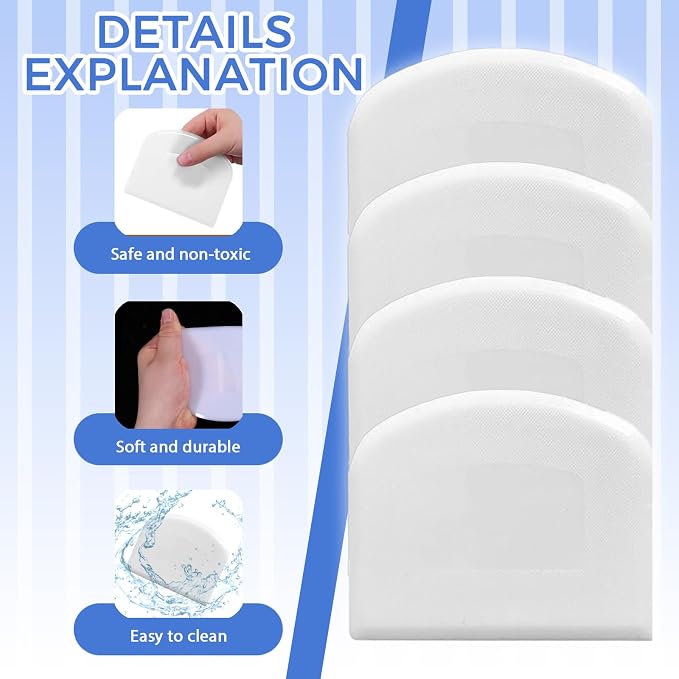 5PCS Plastic Dough Scraper, Flexible Bread Scraper Bench Scraper Set – Food-Grade Pastry Scraper for Cutting Dough, Cake, Fondant, Pizza, Bowl Scraper for Baking