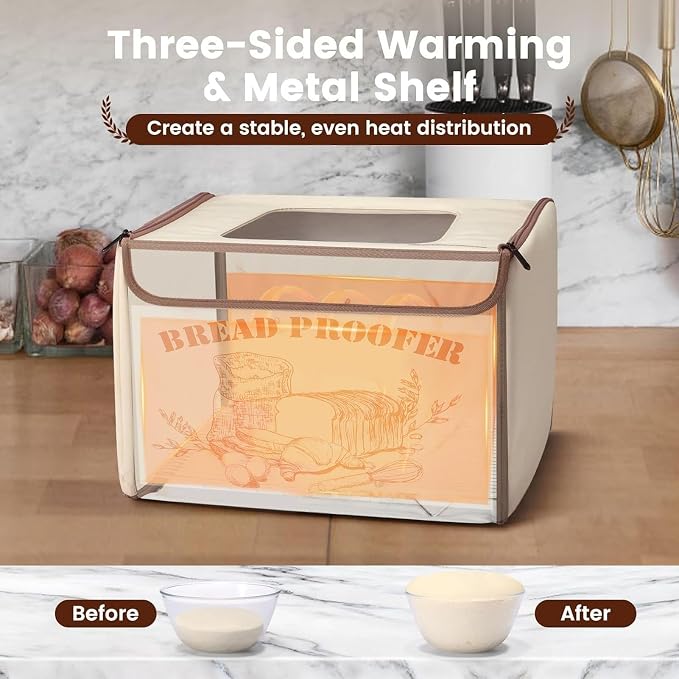Diydeg Folding Bread Proofing Box with 50-113F Temp Control & 48H Timer, Dough Proofer with Metal Rack, Dough Proofing Box for Sourdough, Bread Baking, Pizza, Yogurt, Kombucha (US Plug 110V)