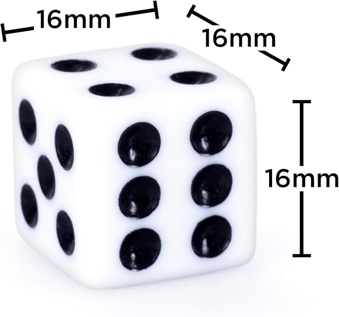 Brybelly Bulk Dice for Board Games, Casino Games & Tabletop RPGs - D6 Standard 16mm Game Dice Pack - White, 100 Count