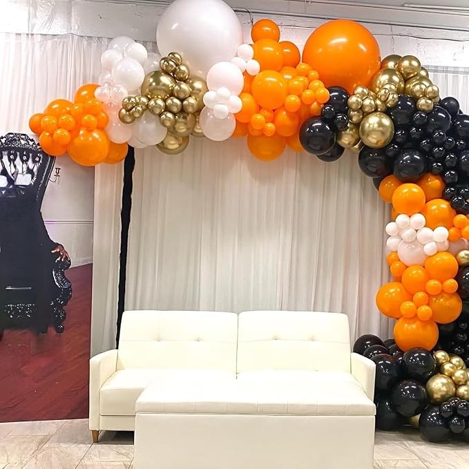 Black and Orange Balloon Arch Kit, Orange and Black Balloon Garland Kit with Different Sizes 18/12/10/5 inch Latex Balloons for Graduation Basketball Construction Theme Birthday Party Decorations