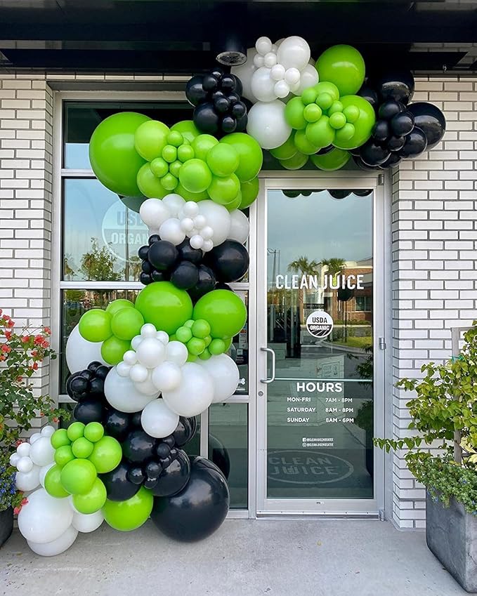 Bonropin 140Pcs Lime Green Balloons Light Balloon Garland Arch Kit 5/10/12/18 Inch Matte Latex Different Sizes as Baby Shower Birthday Jungle Dinosaur Theme Party Decorations