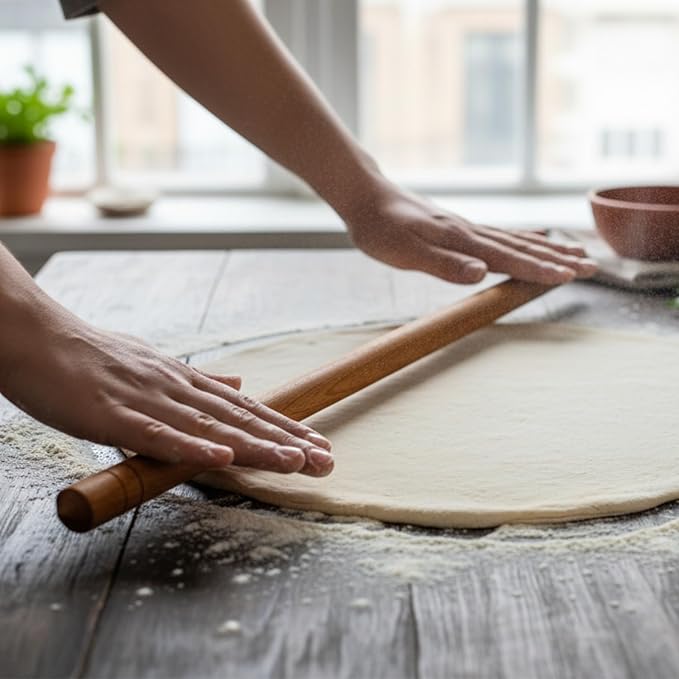 Beech Wood Non-Stick Oil Rolling Pin -Turkish Oklava-Infused Smooth Surface for Dough, Cookies, Pastry, Pizza & Bread – Traditional 18.7 Inch (48 cm) Kitchen Roller for Home & Professional Bakers