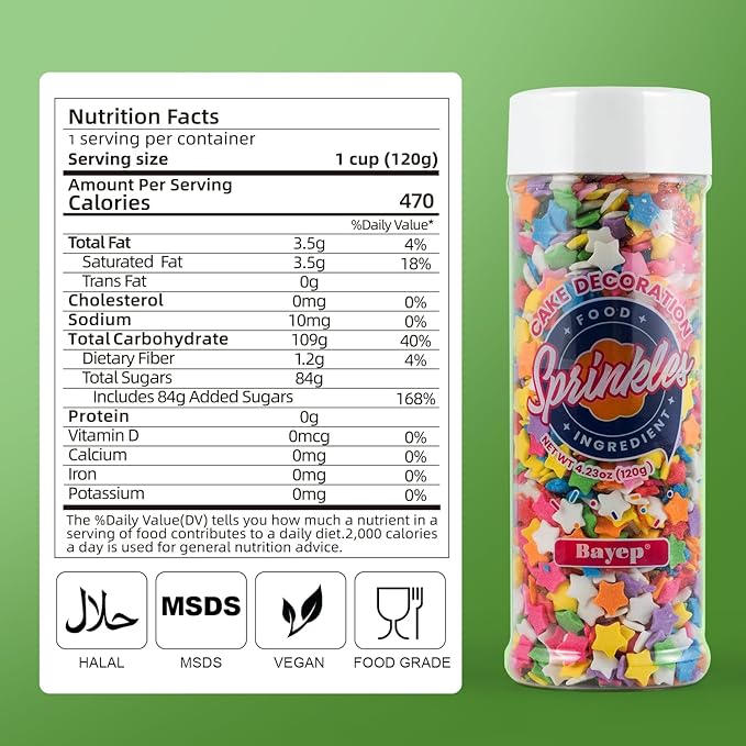 Rainbow Sprinkles for Cake Decorating Edible Star Confetti Sprinkles Mix for Cake, Baking, Ice Cream, Cookies, Cupcake Topper 4.2 OZ