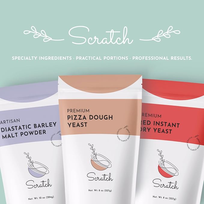 Title: Scratch Premium Pizza Dough Yeast – Instant Dry Yeast for Homemade Pizza, Neapolitan & Artisan Pizza Dough, Flatbread & Focaccia – Works in Bread Machines - (Pizza 8 oz) (1 Packet)